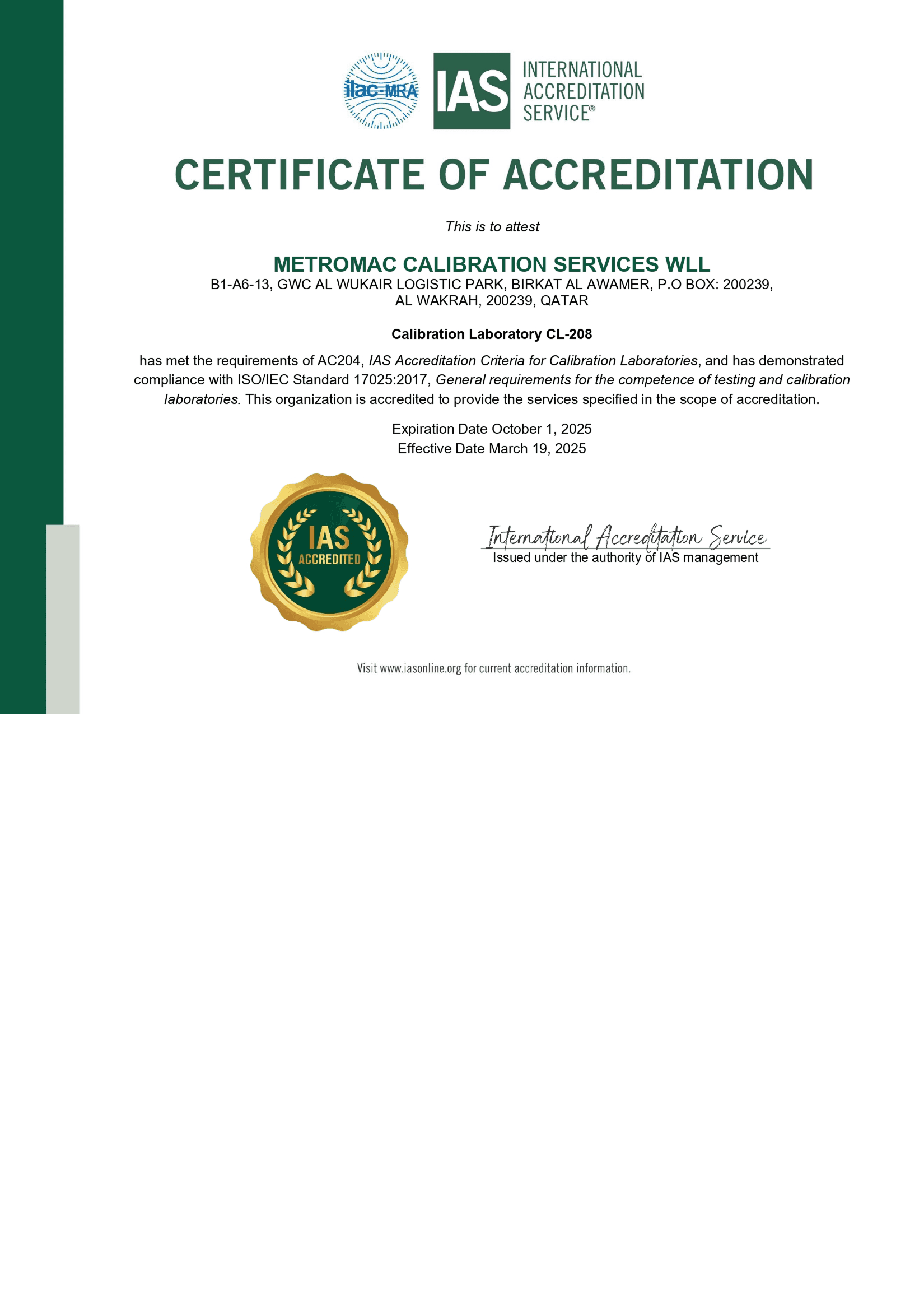 IAS certificate preview