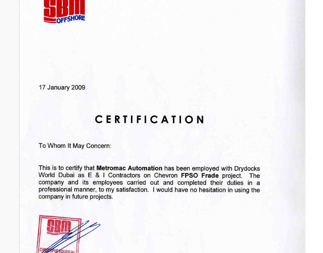Cert. from SBM of Frade project certificate preview