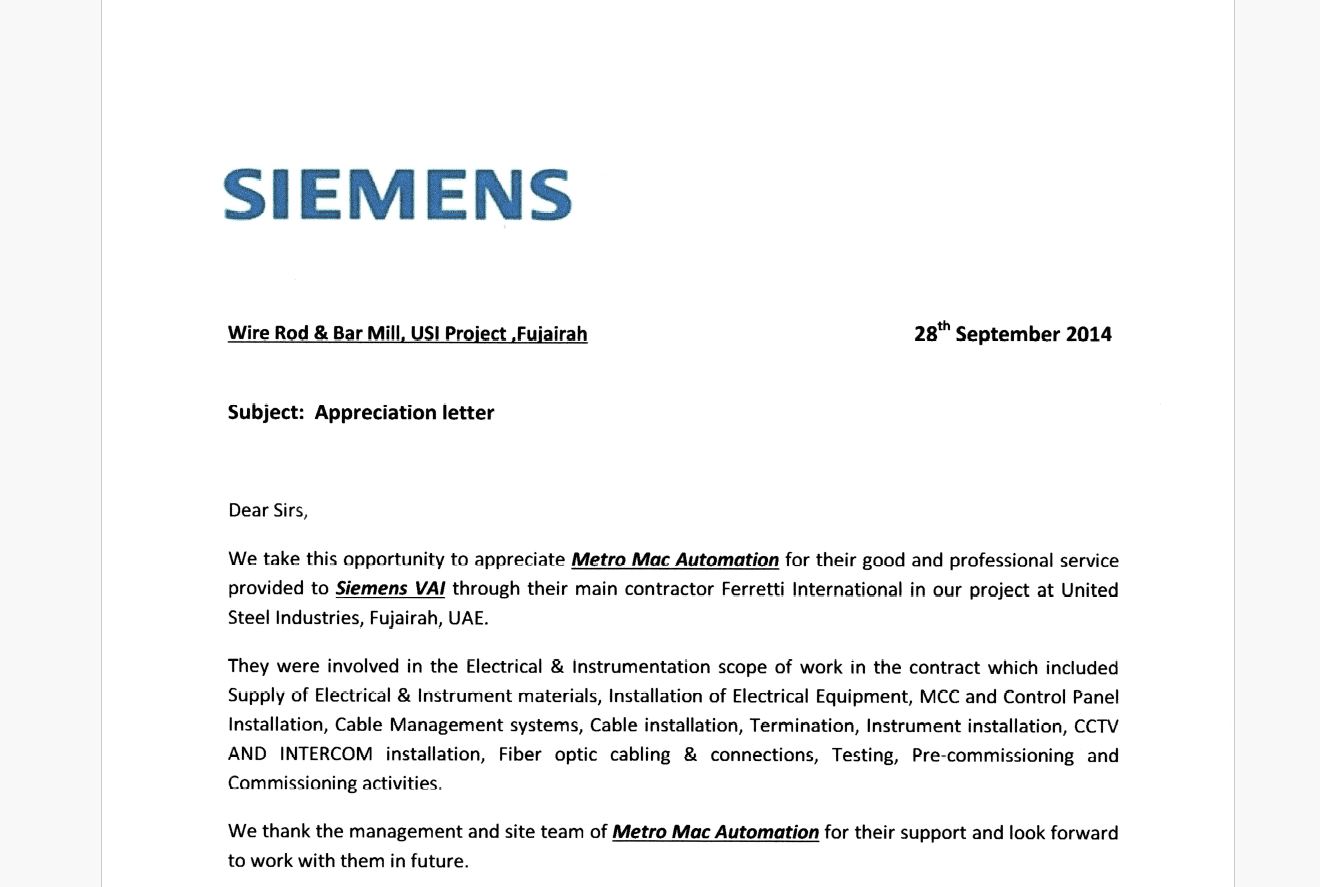 Siemens Letter certificate preview